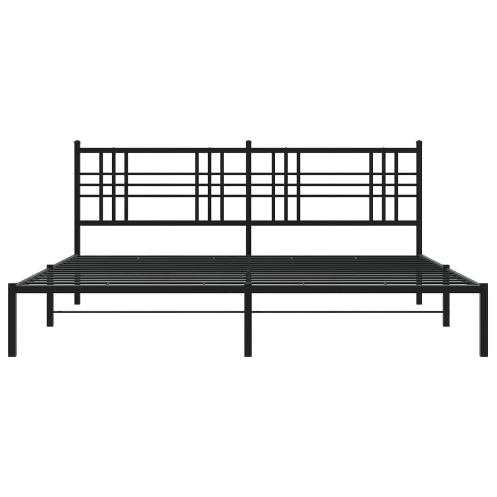Cadre de lit métal sans matelas avec tête de lit noir 193x203cm - XIOS