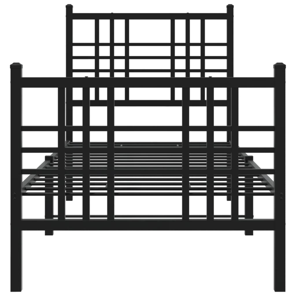 Cadre de lit métal sans matelas avec pied de lit noir 75x190 cm - XIOS