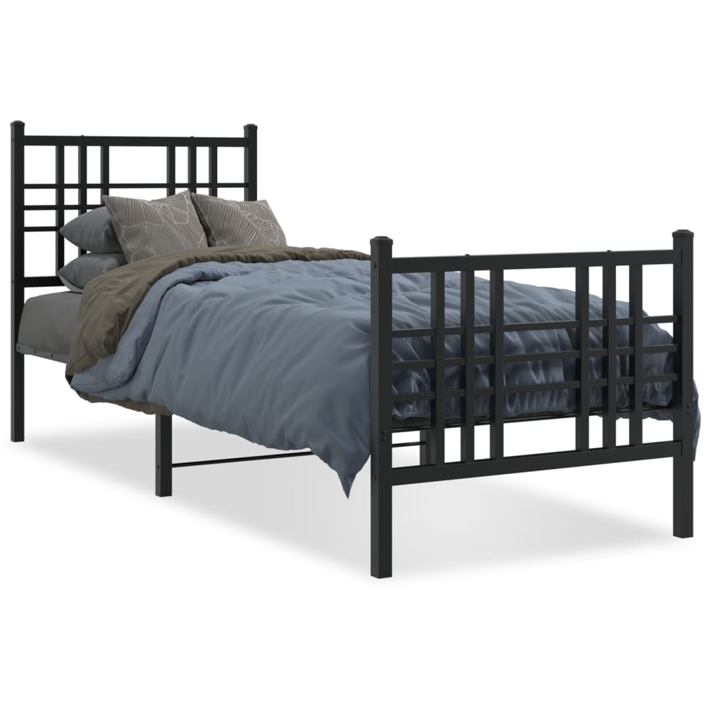 Cadre de lit métal sans matelas avec pied de lit noir 80x200 cm - XIOS
