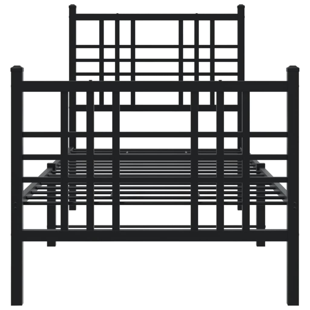 Cadre de lit métal sans matelas avec pied de lit noir 80x200 cm - XIOS