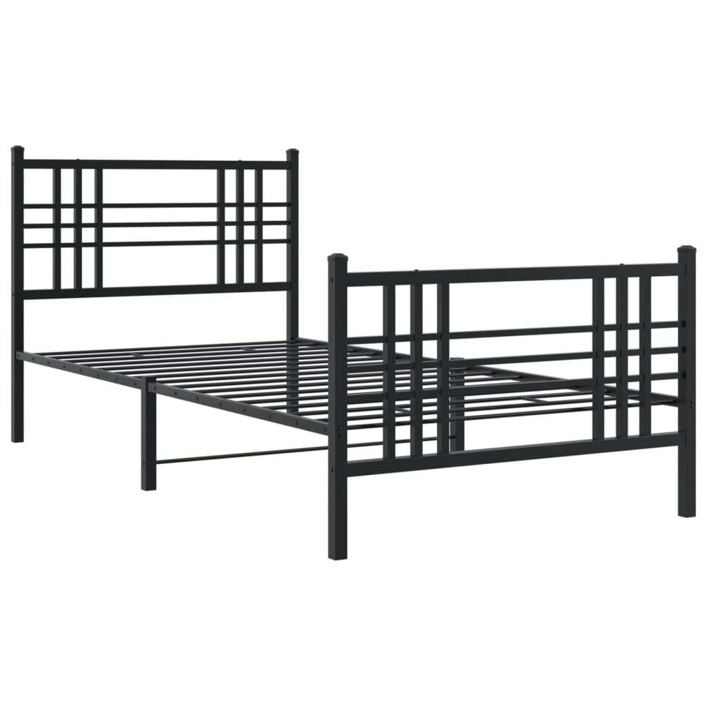 Cadre de lit métal sans matelas avec pied de lit noir 90x190 cm - XIOS
