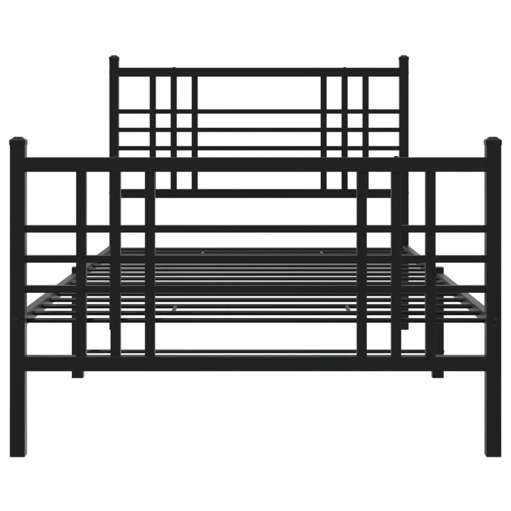Cadre de lit métal sans matelas avec pied de lit noir 90x190 cm - XIOS