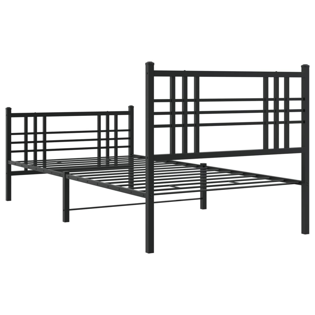 Cadre de lit métal sans matelas avec pied de lit noir 90x190 cm - XIOS