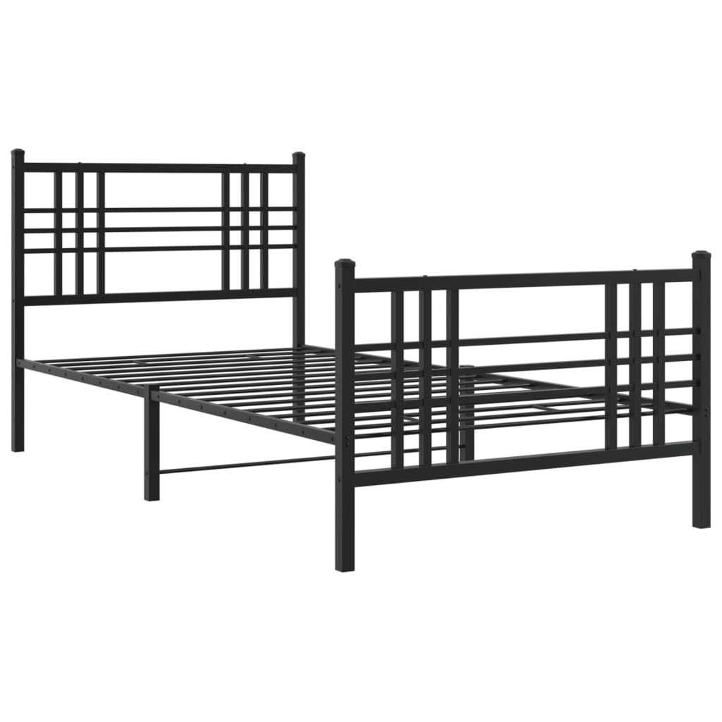 Cadre de lit métal sans matelas et pied de lit noir 100x200 cm - XIOS
