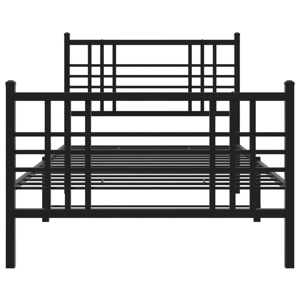 Cadre de lit métal sans matelas et pied de lit noir 100x200 cm - XIOS