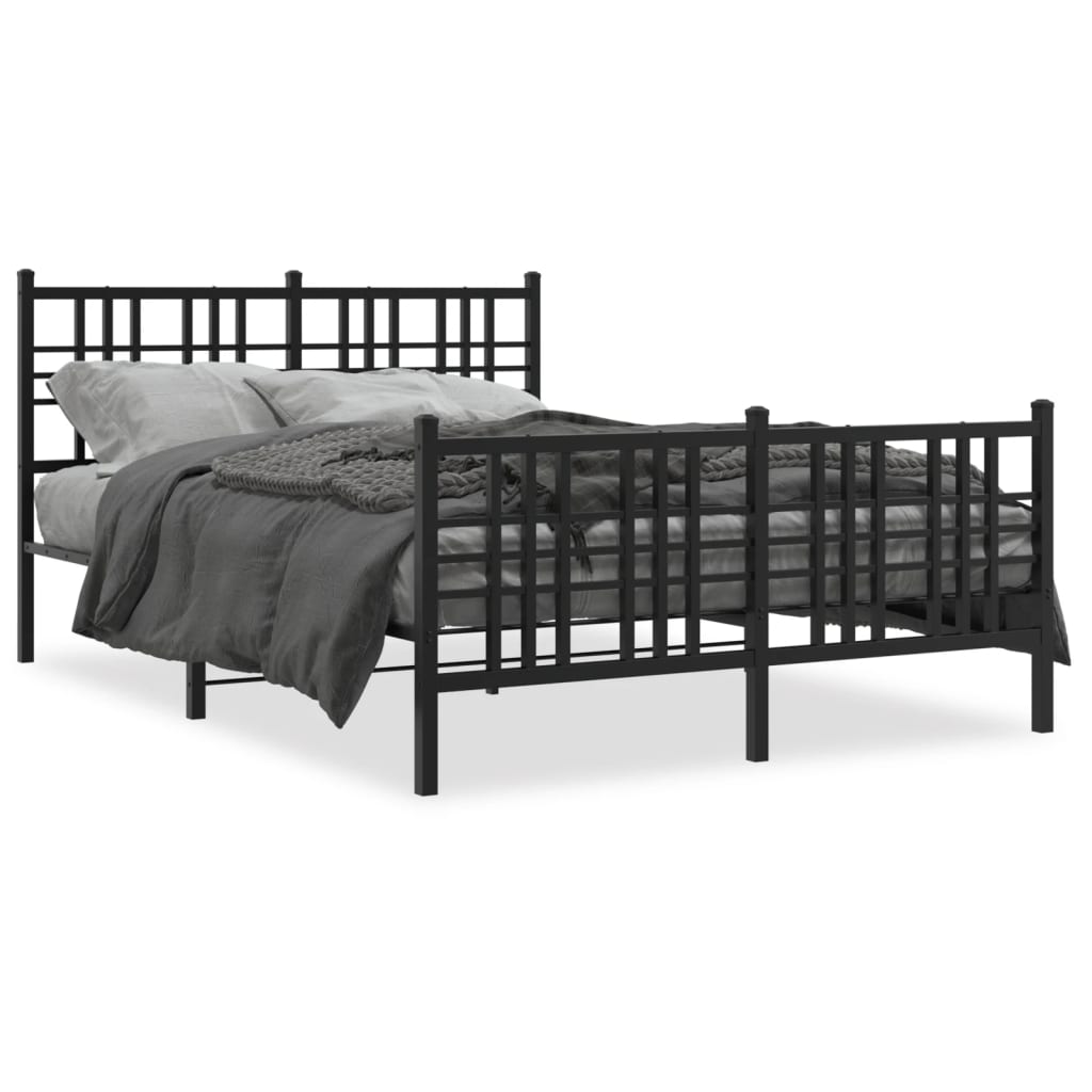 Cadre de lit métal sans matelas avec pied de lit noir 120x190cm - XIOS