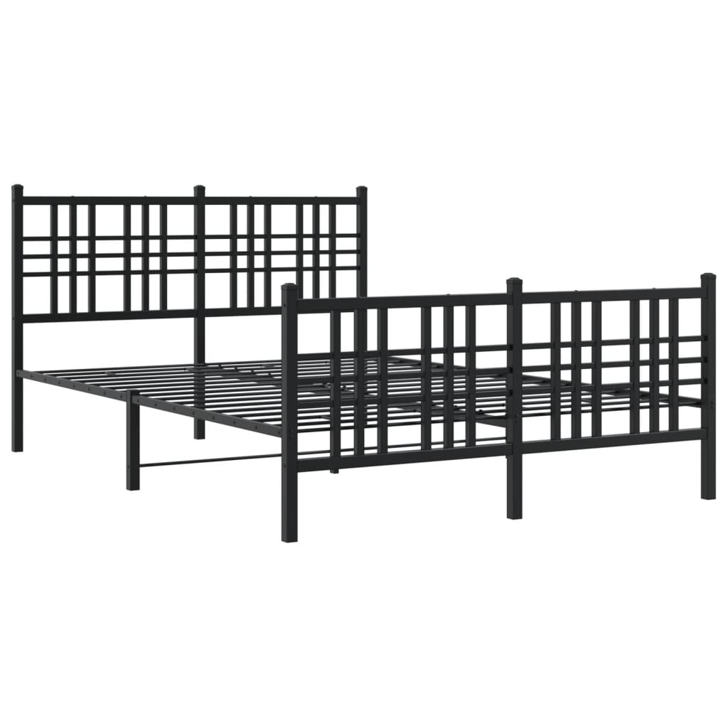 Cadre de lit métal sans matelas avec pied de lit noir 120x190cm - XIOS