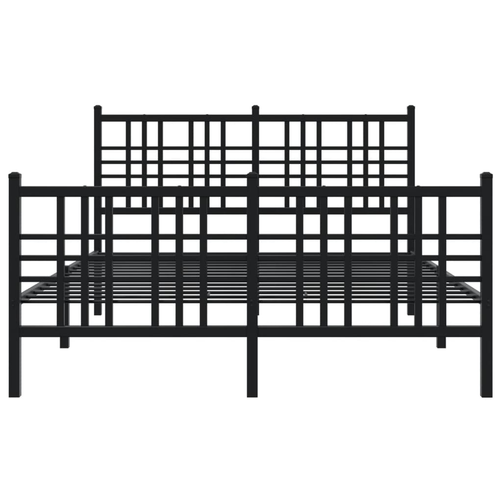 Cadre de lit métal sans matelas avec pied de lit noir 120x190cm - XIOS