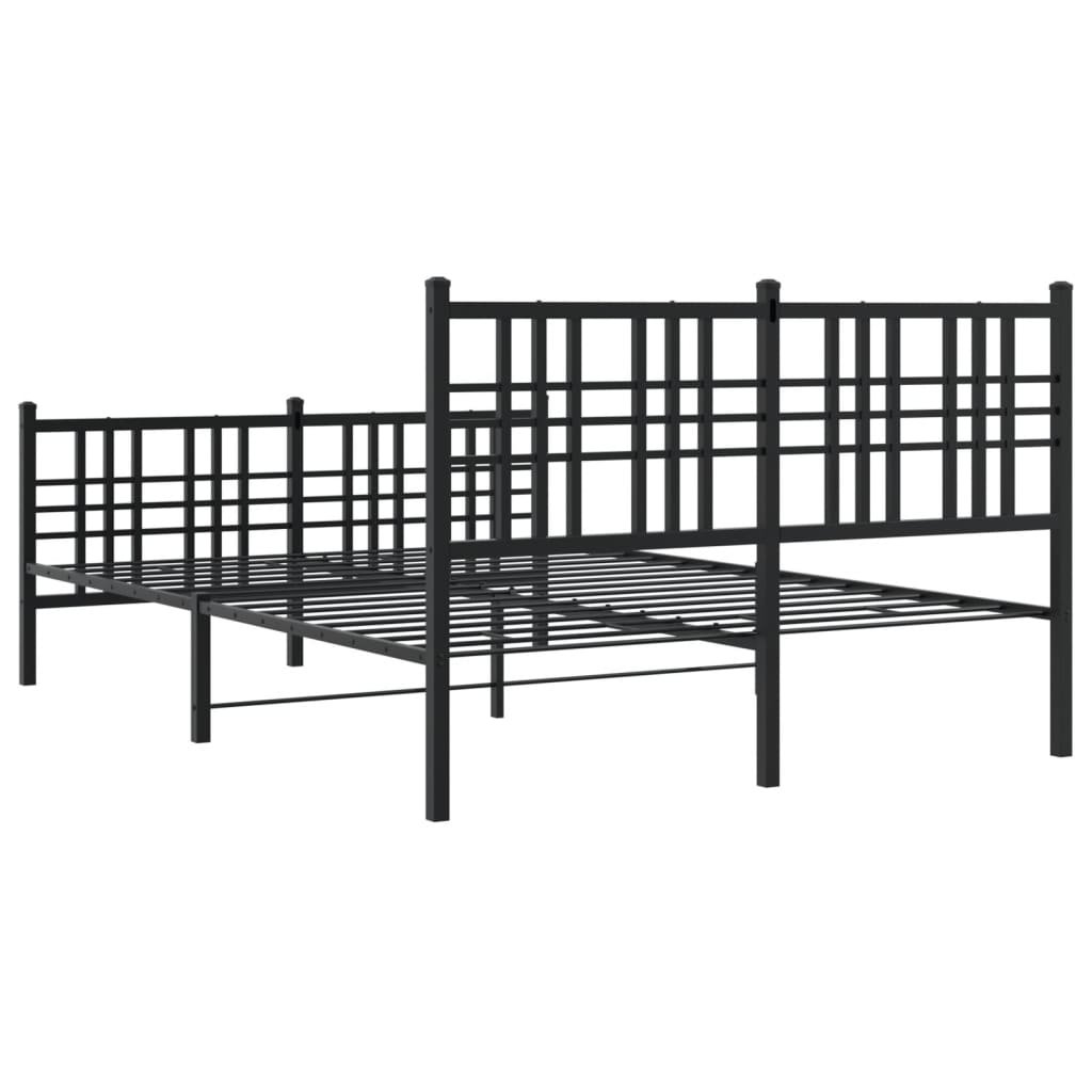 Cadre de lit métal sans matelas avec pied de lit noir 120x190cm - XIOS