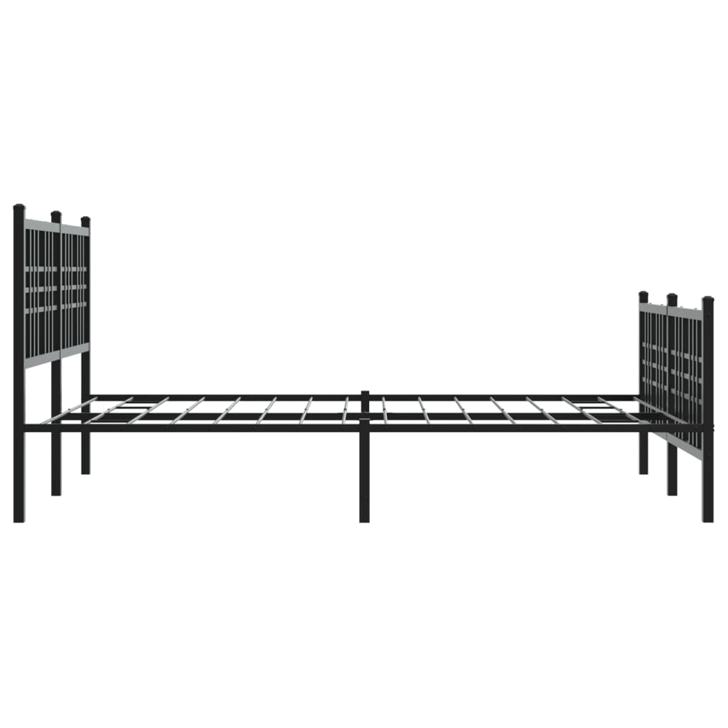 Cadre de lit métal sans matelas avec pied de lit noir 137x190cm - XIOS