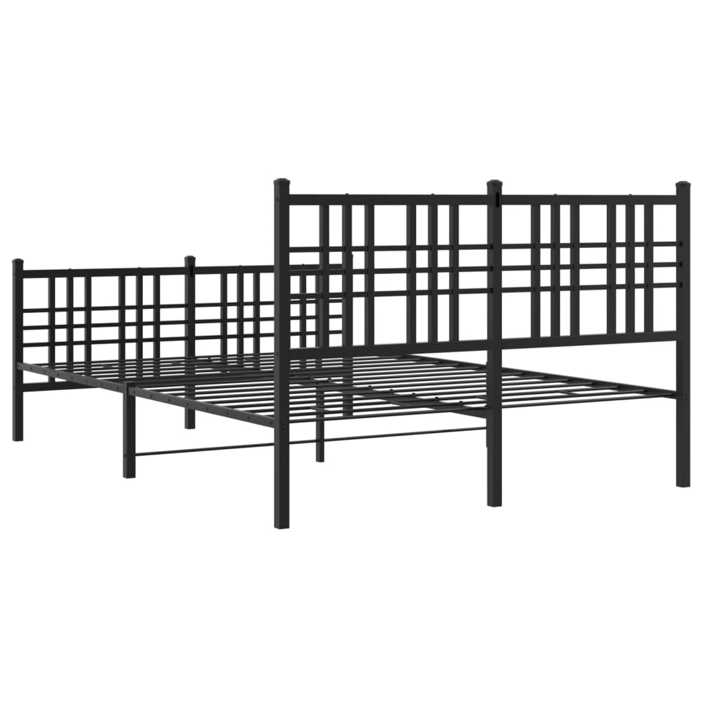 Cadre de lit métal sans matelas avec pied de lit noir 137x190cm - XIOS