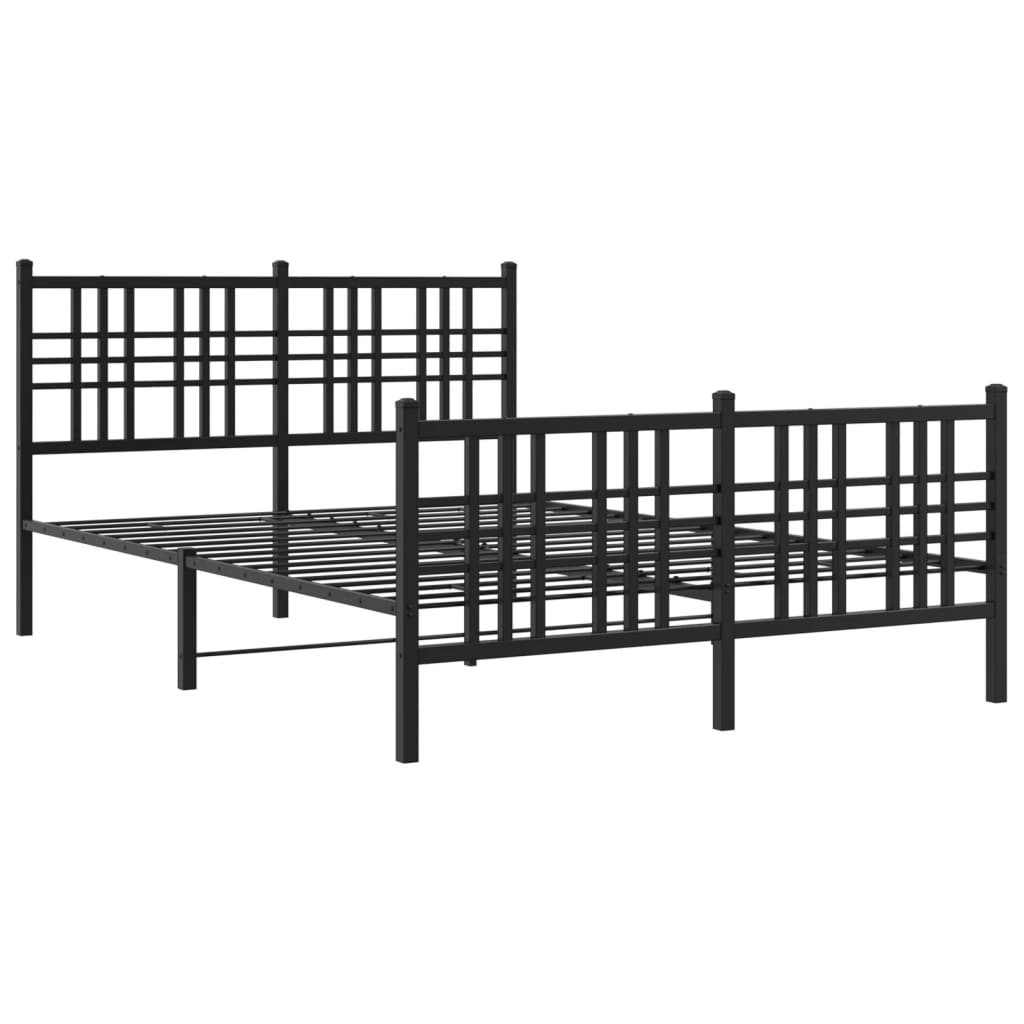 Cadre de lit métal sans matelas avec pied de lit noir 140x190cm - XIOS