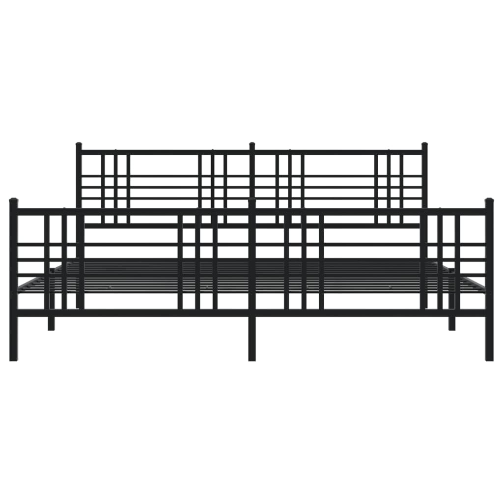 Cadre de lit métal sans matelas avec pied de lit noir 183x213cm - XIOS