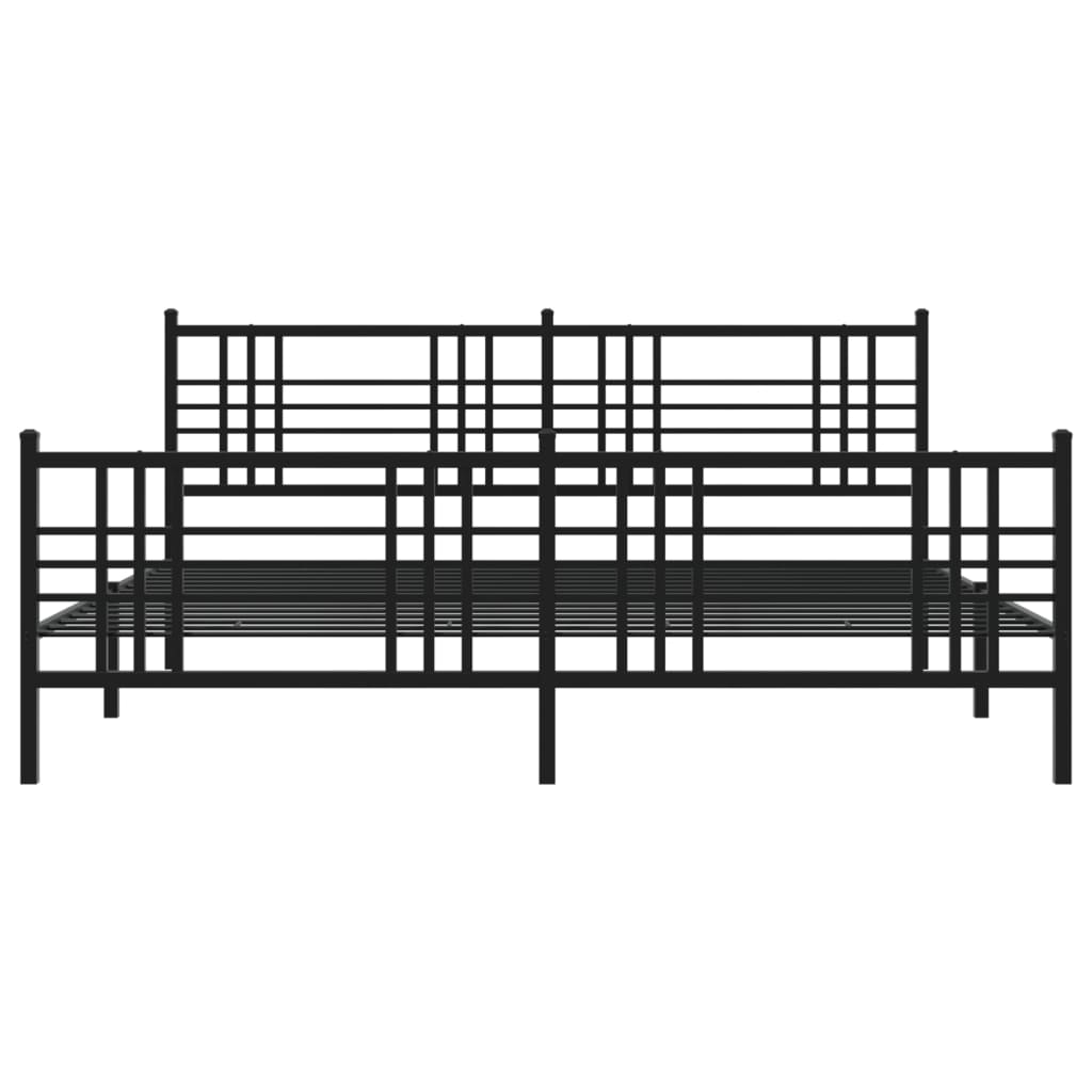 Cadre de lit métal sans matelas avec pied de lit noir 200x200cm - XIOS
