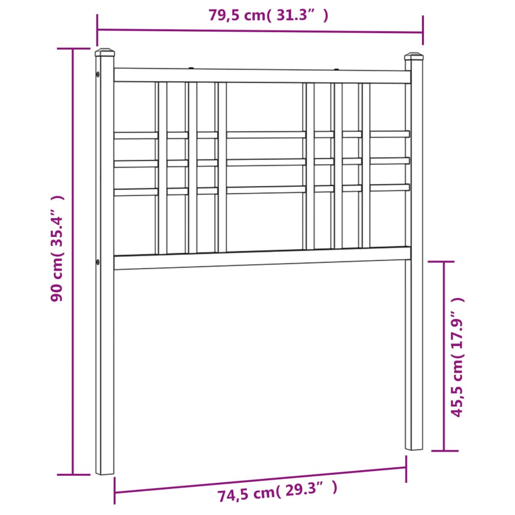 Tête de lit métal noir 75 cm - XIOS