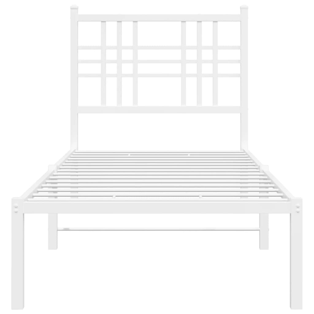 Cadre de lit métal sans matelas avec tête de lit blanc 75x190cm - XIOS