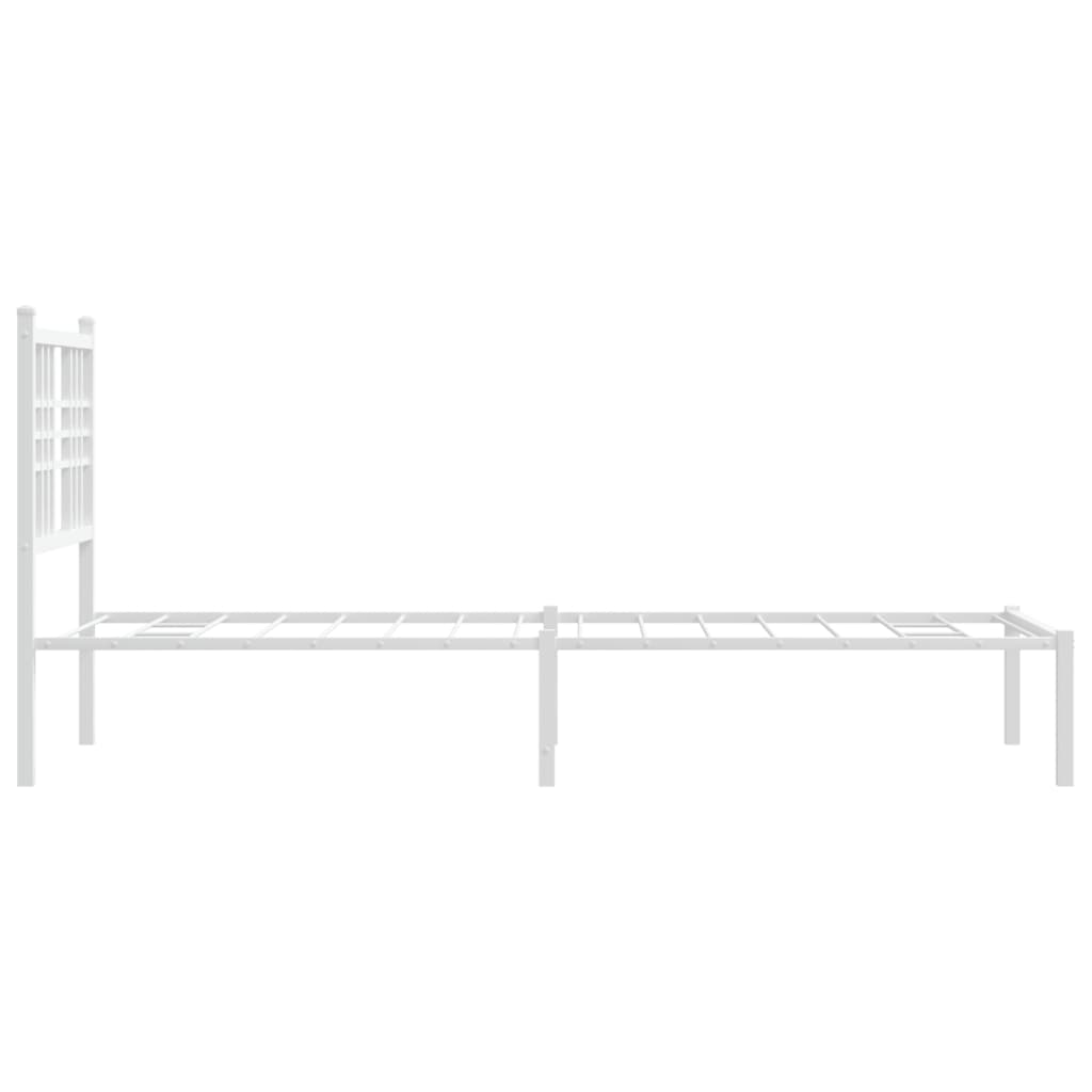 Cadre de lit métal sans matelas avec tête de lit blanc 75x190cm - XIOS