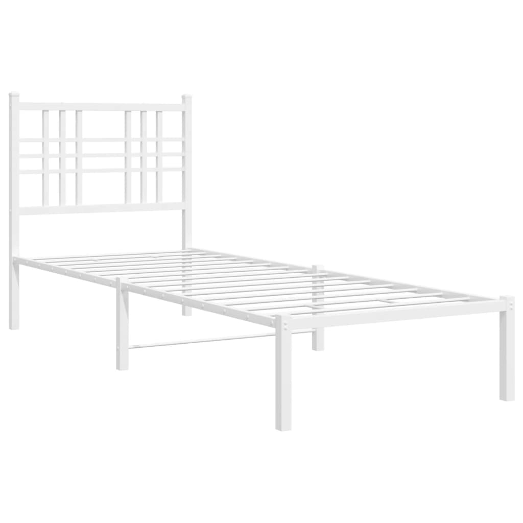 Cadre de lit métal sans matelas avec tête de lit blanc 80x200cm - XIOS