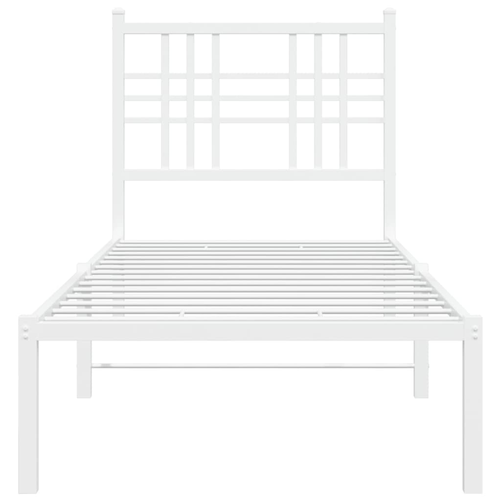 Cadre de lit métal sans matelas avec tête de lit blanc 80x200cm - XIOS