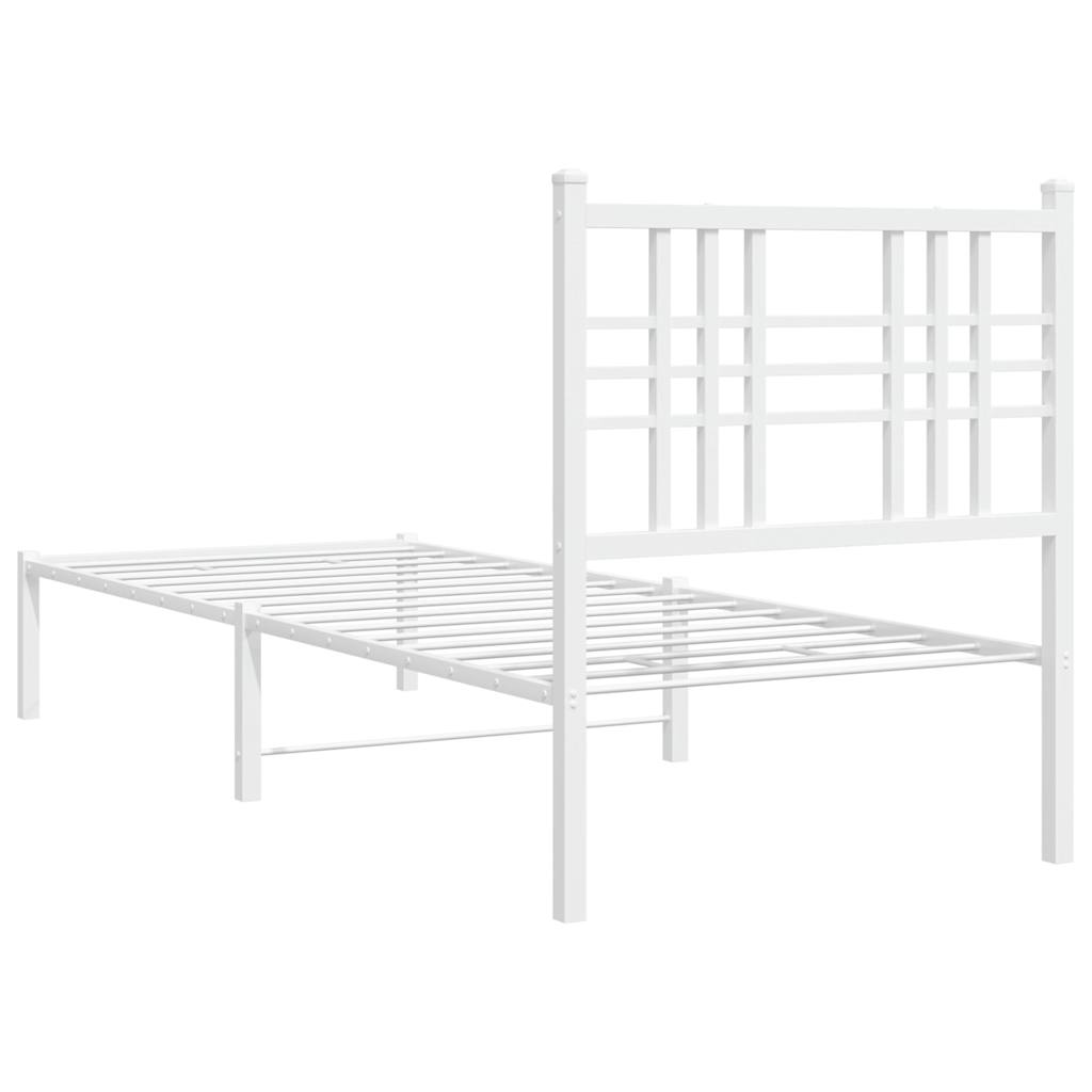 Cadre de lit métal sans matelas avec tête de lit blanc 80x200cm - XIOS