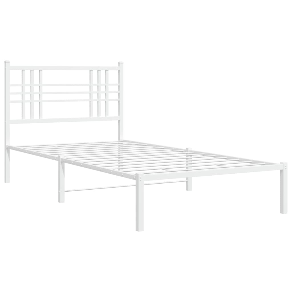 Cadre de lit métal sans matelas et tête de lit blanc 100x190 cm - XIOS