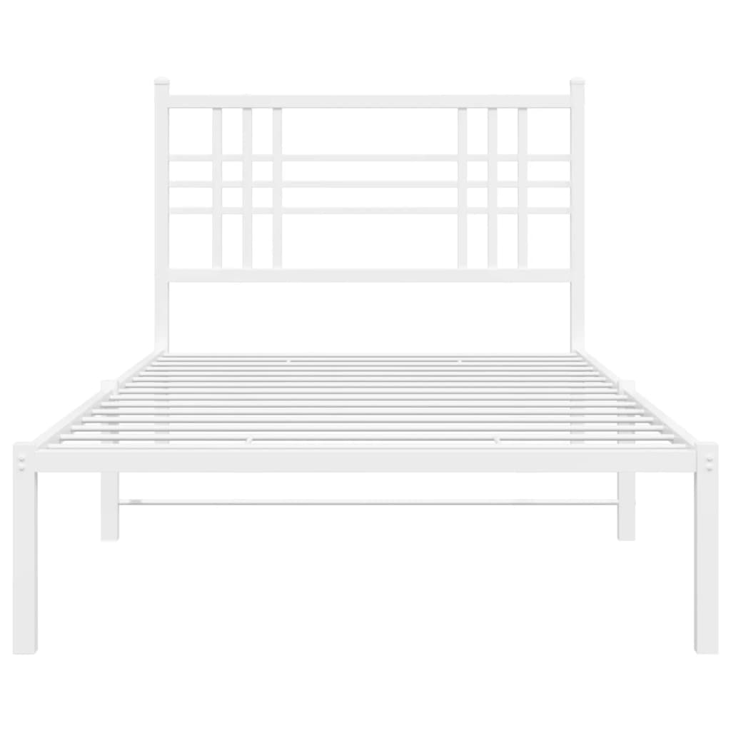 Cadre de lit métal sans matelas et tête de lit blanc 100x190 cm - XIOS