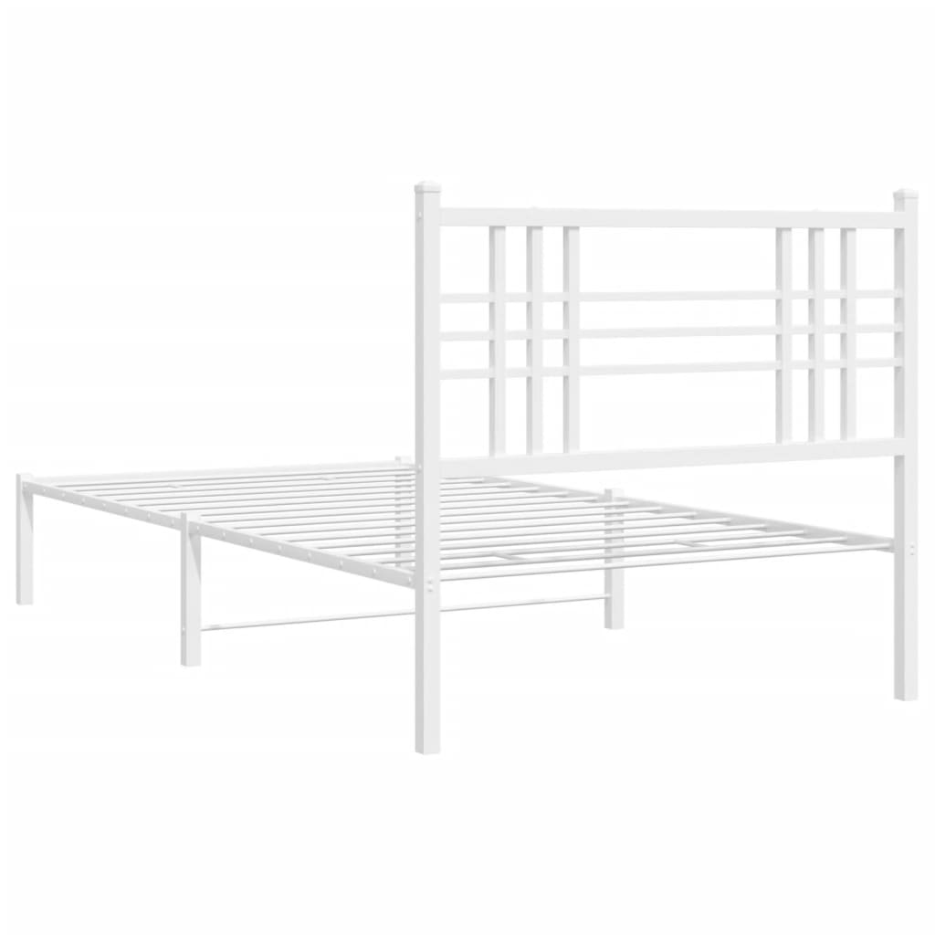 Cadre de lit métal sans matelas et tête de lit blanc 100x200 cm - XIOS