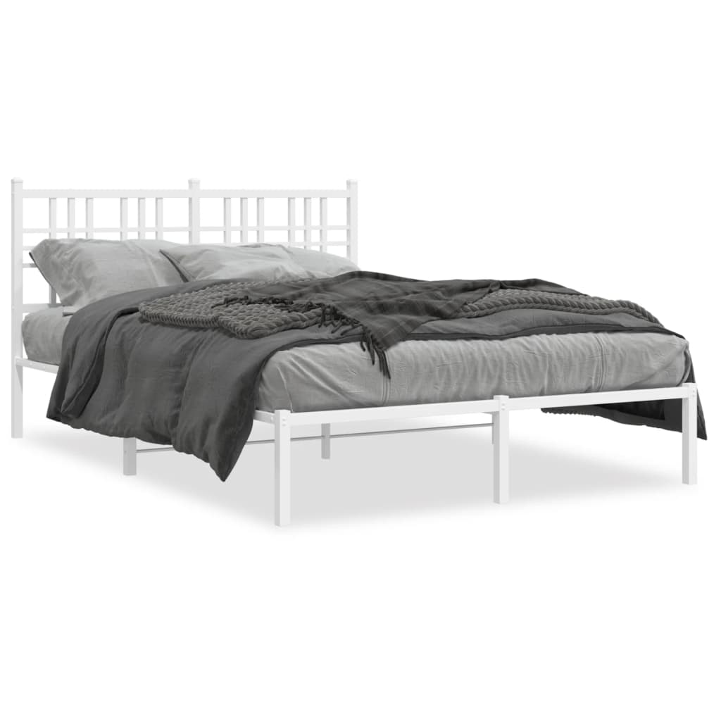 Cadre de lit métal sans matelas et tête de lit blanc 120x190 cm - XIOS