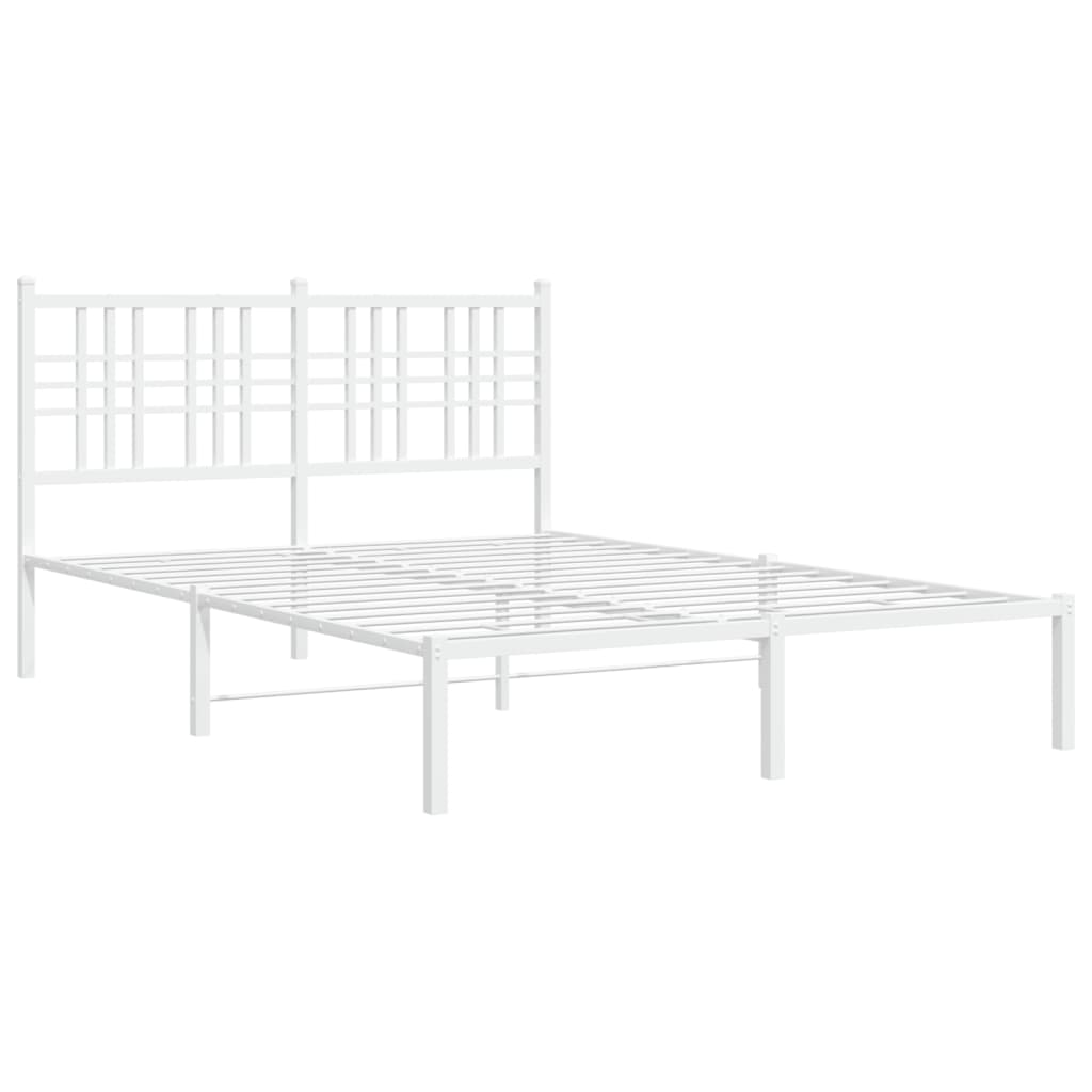 Cadre de lit métal sans matelas et tête de lit blanc 120x190 cm - XIOS
