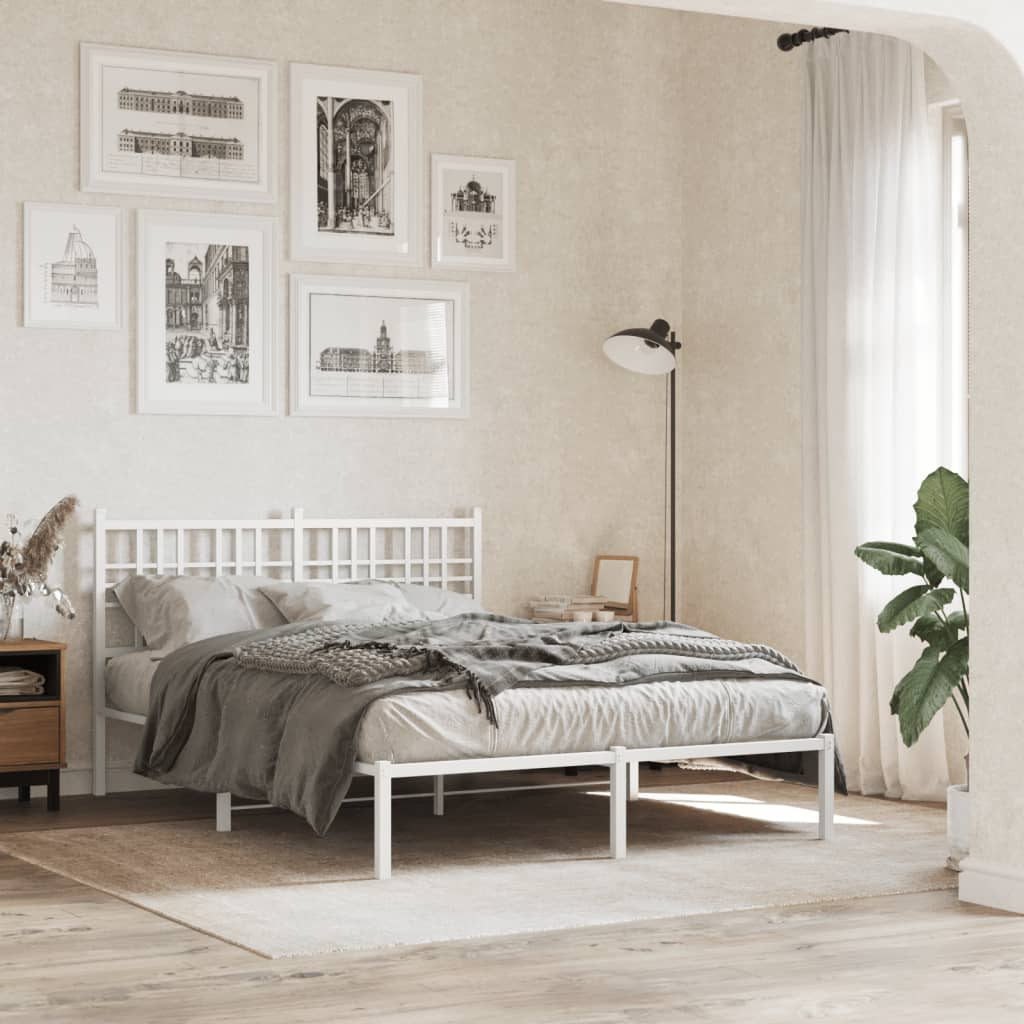 Cadre de lit métal sans matelas et tête de lit blanc 120x190 cm - XIOS