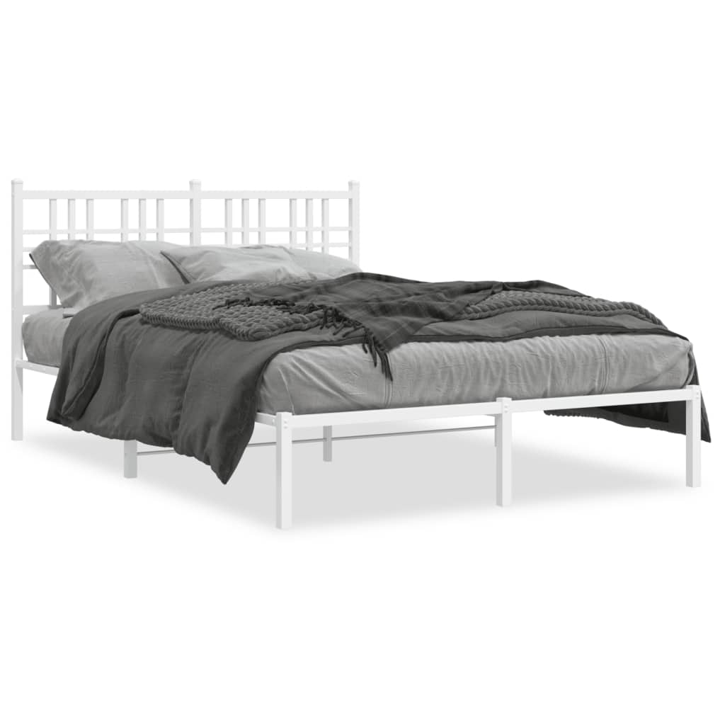 Cadre de lit métal sans matelas et tête de lit blanc 120x200 cm - XIOS