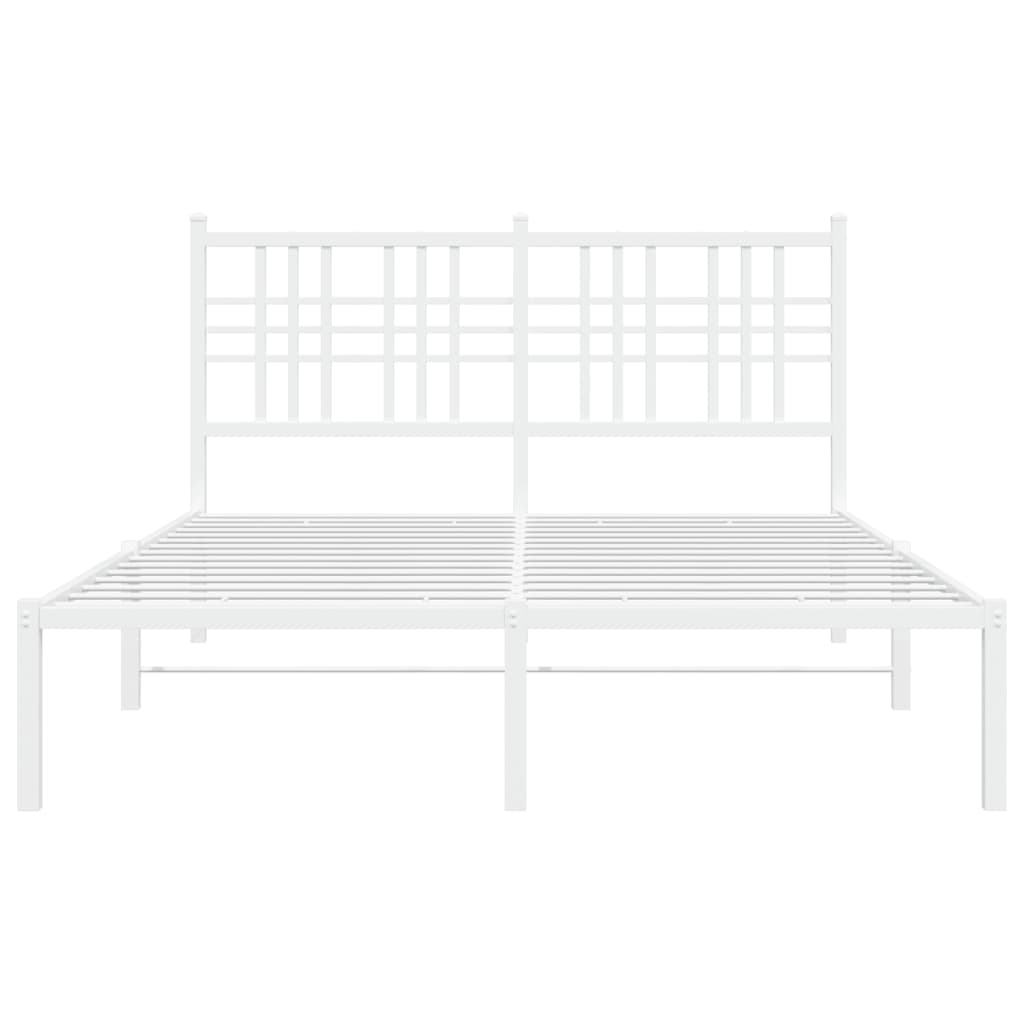 Cadre de lit métal sans matelas et tête de lit blanc 140x200 cm - XIOS