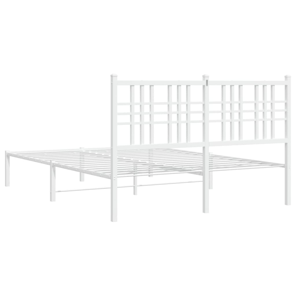 Cadre de lit métal sans matelas et tête de lit blanc 140x200 cm - XIOS