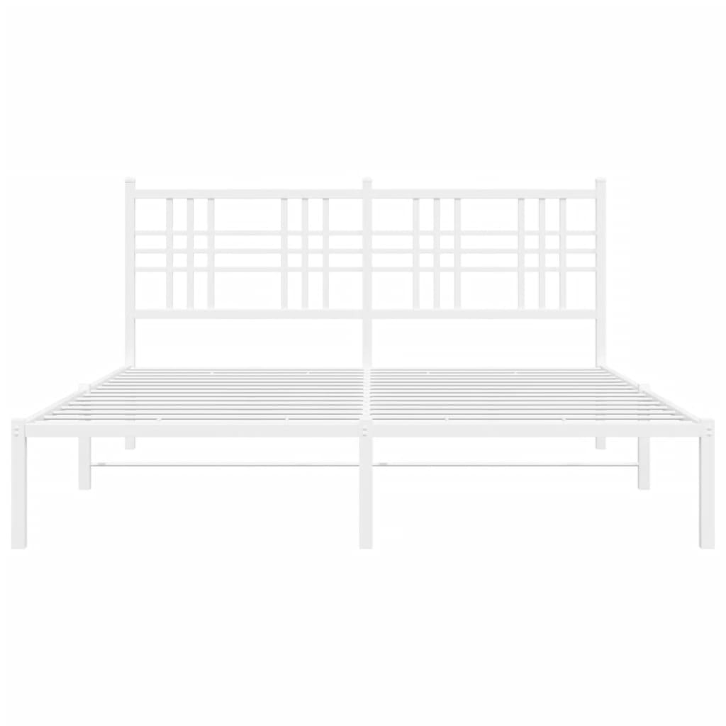 Cadre de lit métal sans matelas et tête de lit blanc 150x200 cm - XIOS