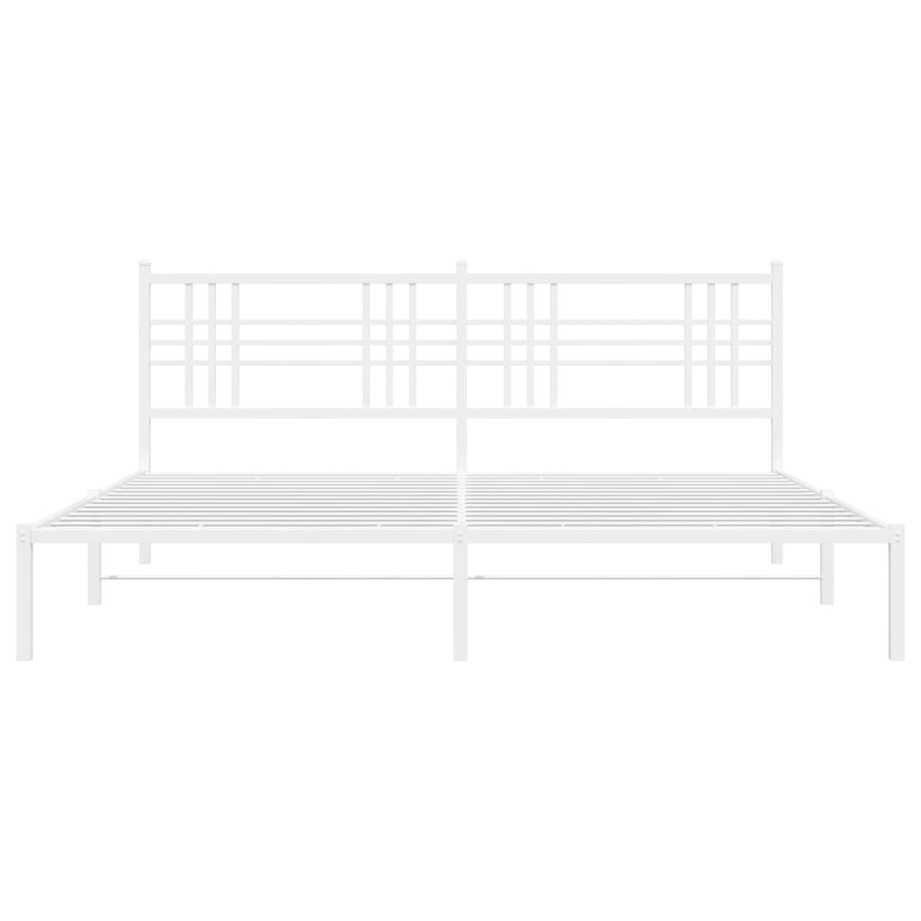 Cadre de lit métal sans matelas et tête de lit blanc 183x213 cm - XIOS