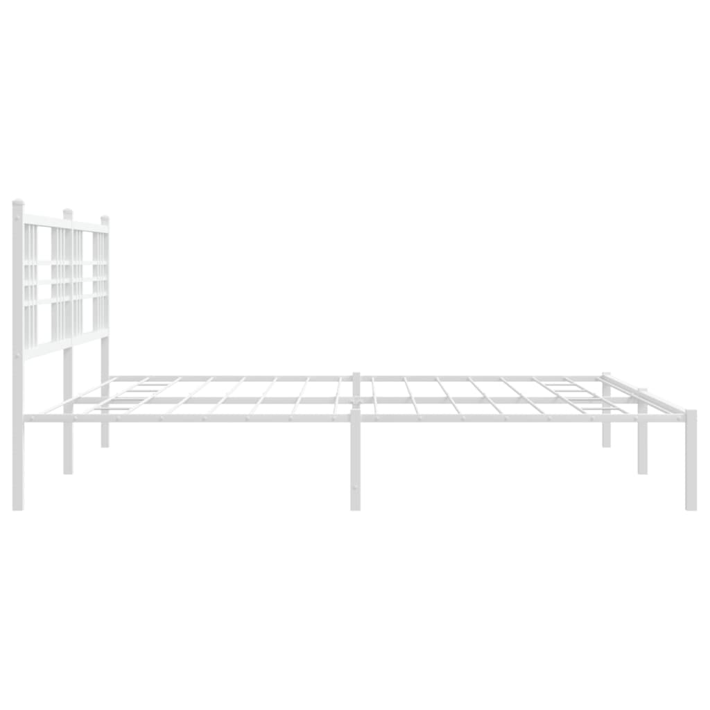 Cadre de lit métal sans matelas et tête de lit blanc 183x213 cm - XIOS
