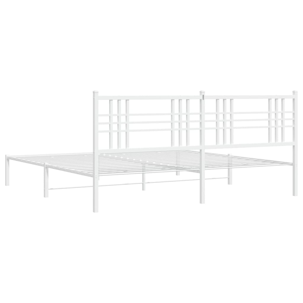 Cadre de lit métal sans matelas et tête de lit blanc 183x213 cm - XIOS
