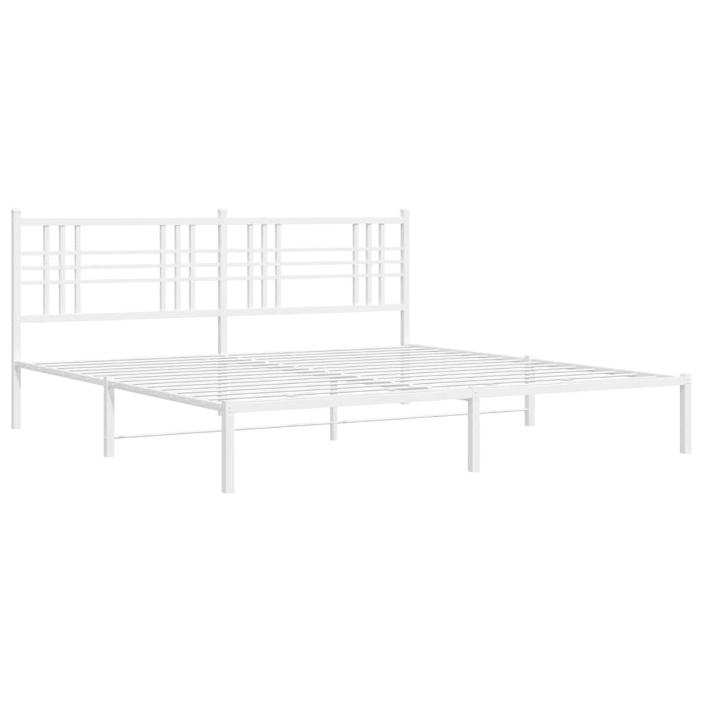 Cadre de lit métal sans matelas et tête de lit blanc 200x200 cm - XIOS