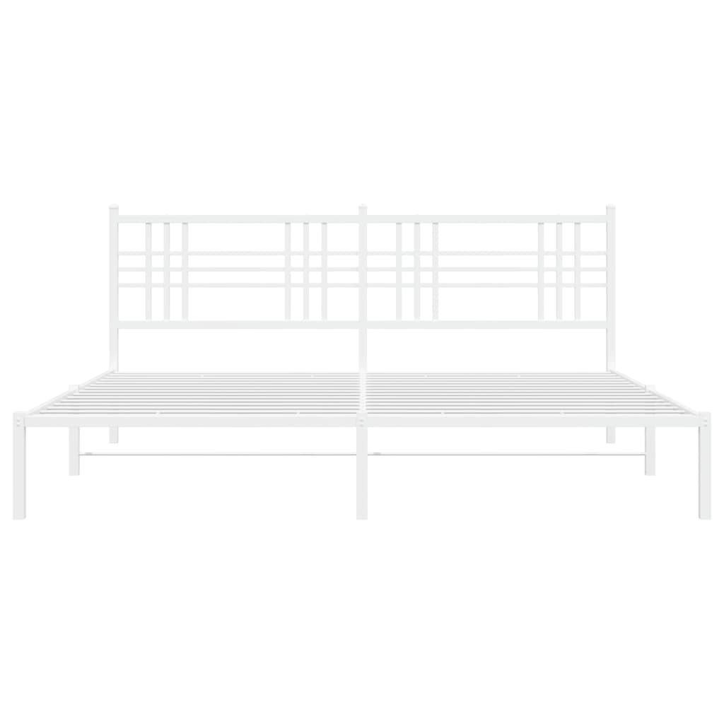 Cadre de lit métal sans matelas et tête de lit blanc 200x200 cm - XIOS