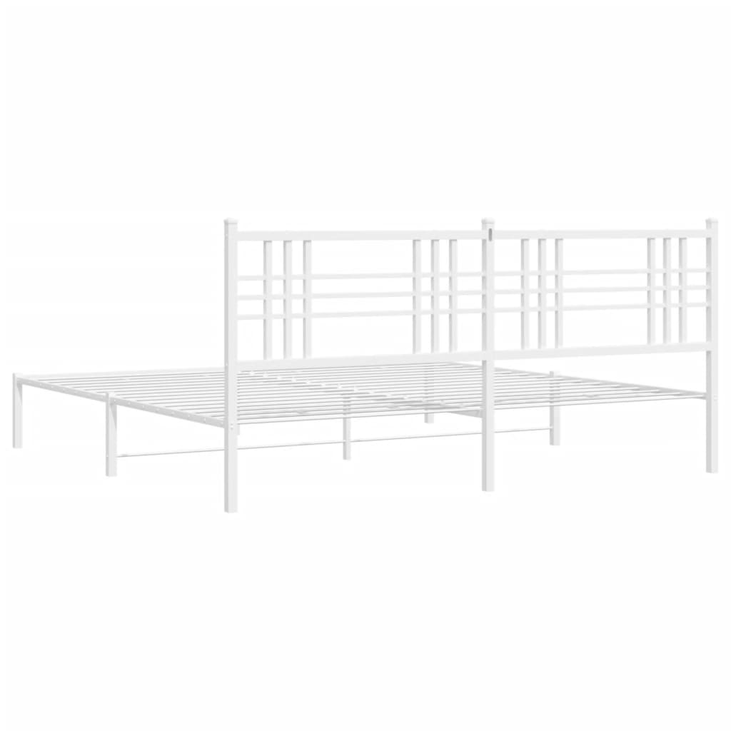 Cadre de lit métal sans matelas et tête de lit blanc 200x200 cm - XIOS