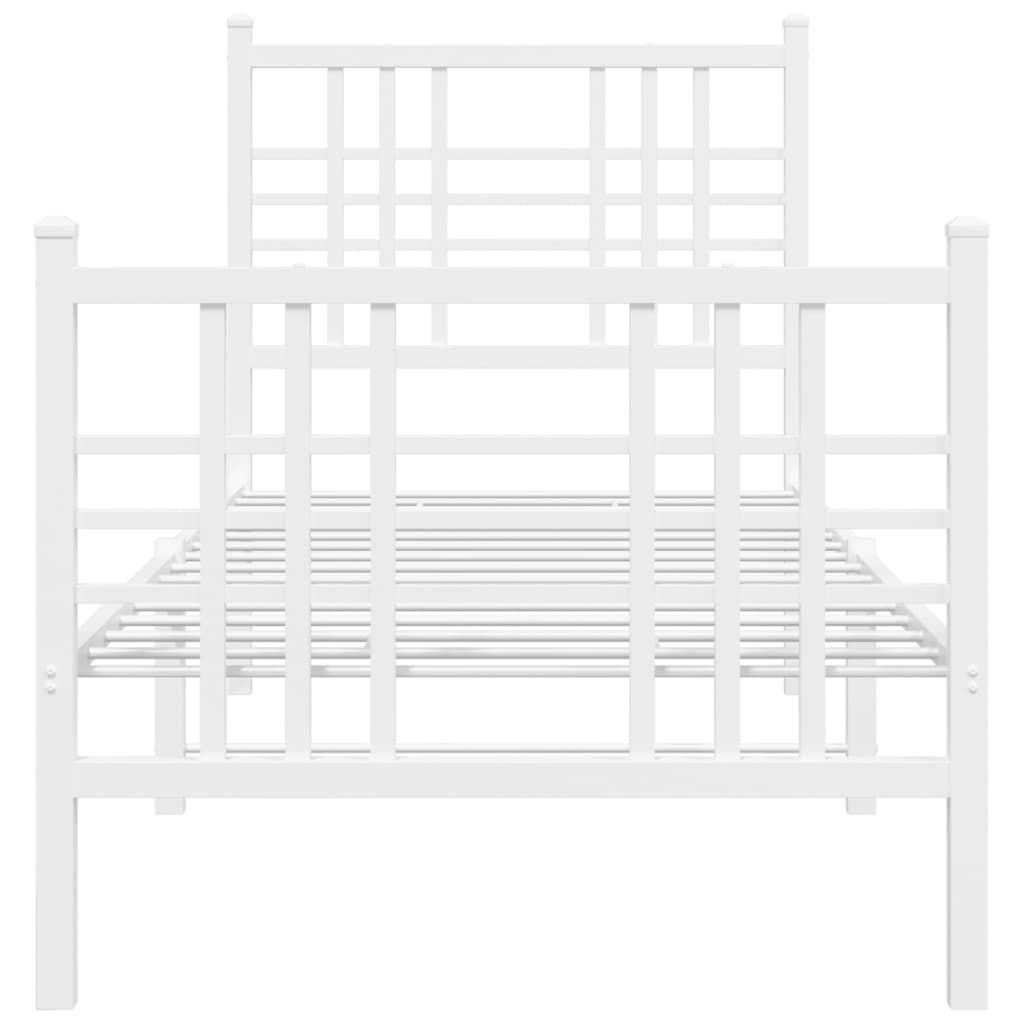 Cadre de lit métal sans matelas avec pied de lit blanc 80x200cm - XIOS
