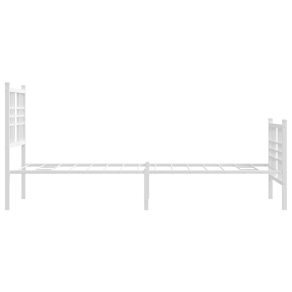 Cadre de lit métal sans matelas avec pied de lit blanc 80x200cm - XIOS