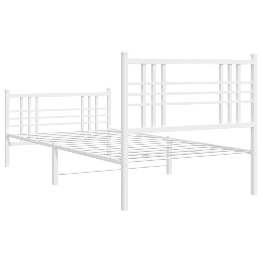 Cadre de lit métal sans matelas avec pied de lit blanc 90x200cm - XIOS