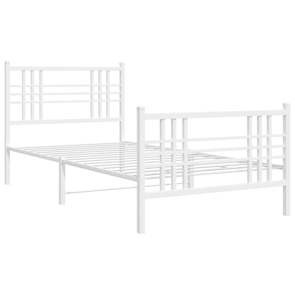 Cadre de lit métal sans matelas et pied de lit blanc 107x203 cm - XIOS