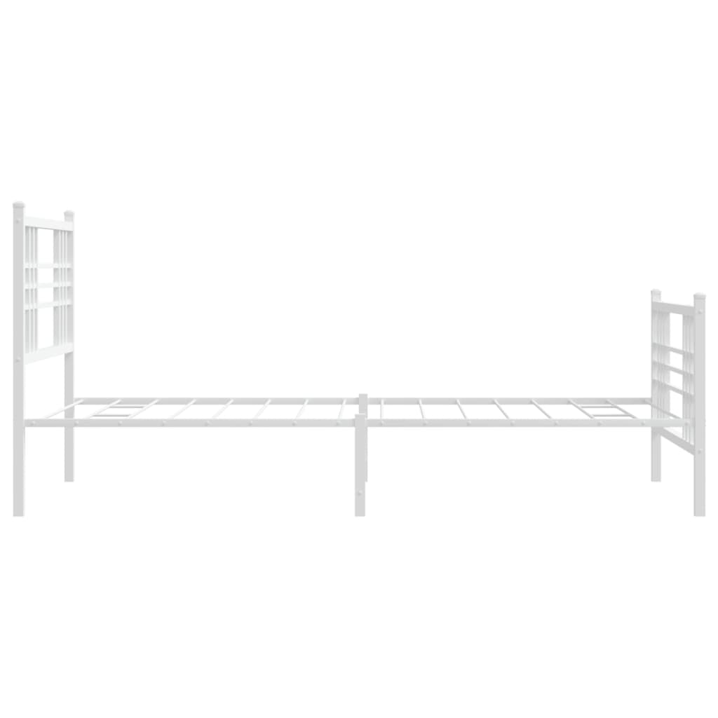 Cadre de lit métal sans matelas et pied de lit blanc 107x203 cm - XIOS