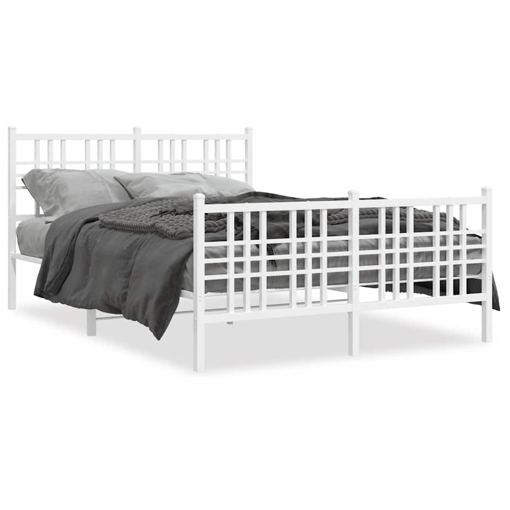 Cadre de lit métal sans matelas et pied de lit blanc 120x190 cm - XIOS