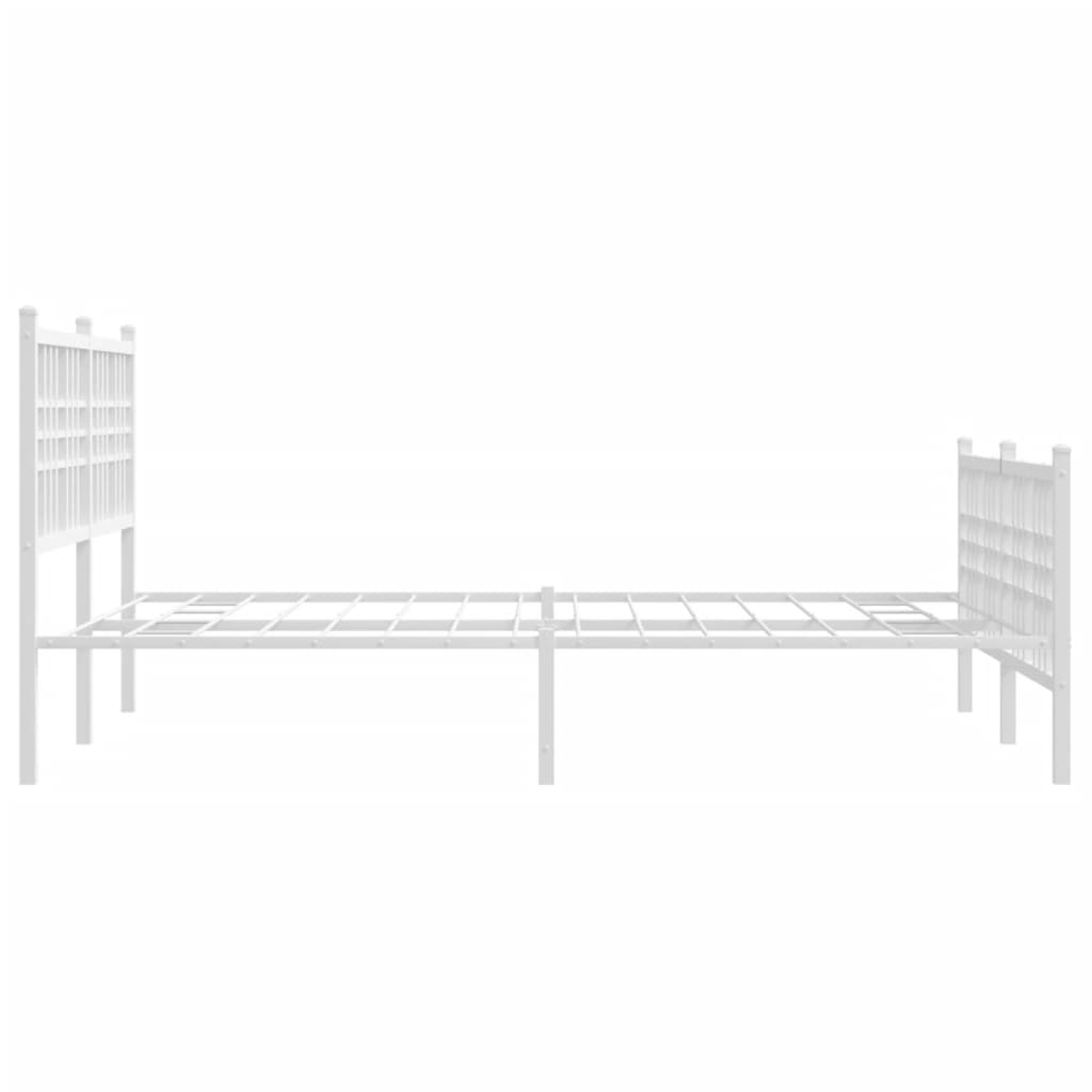 Cadre de lit métal sans matelas et pied de lit blanc 120x190 cm - XIOS