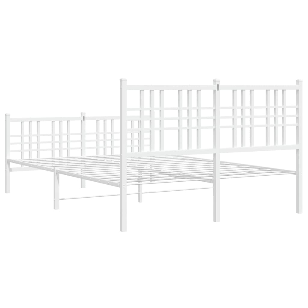 Cadre de lit métal sans matelas et pied de lit blanc 120x190 cm - XIOS