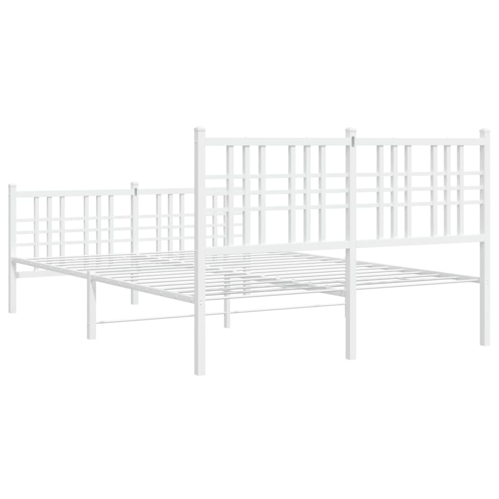 Cadre de lit métal sans matelas et pied de lit blanc 120x200 cm - XIOS