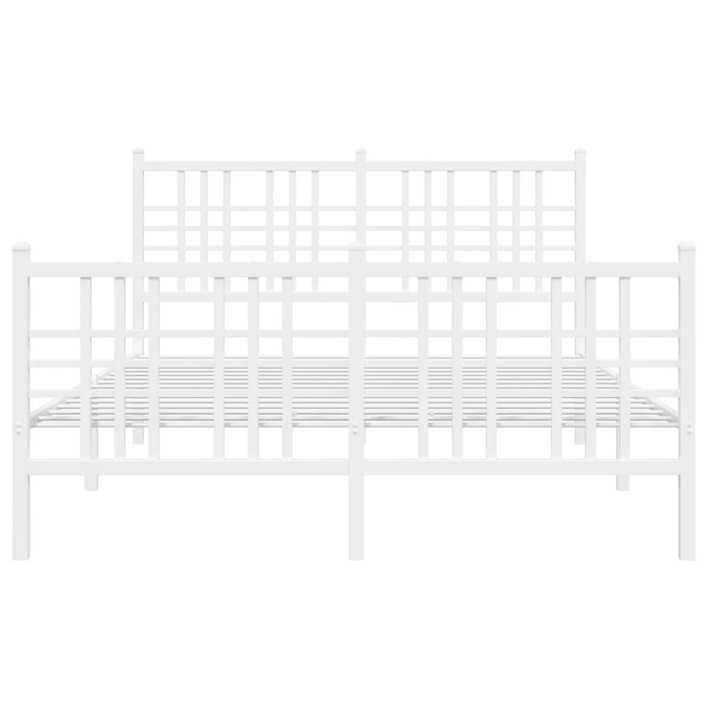 Cadre de lit métal sans matelas et pied de lit blanc 137x190 cm - XIOS
